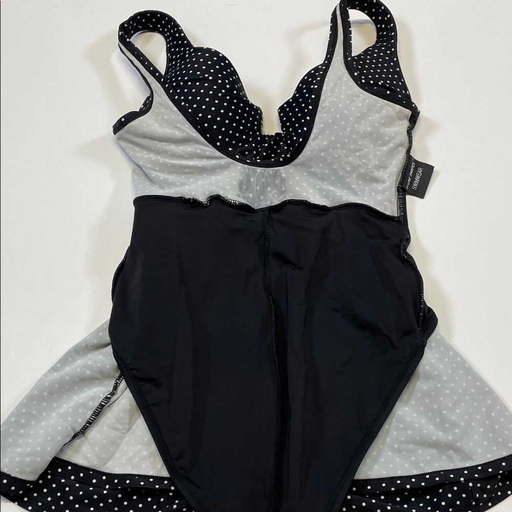 Shore Shapes Black White Polka Dot Swim Dress  Size 8 - Picture 7 of 7